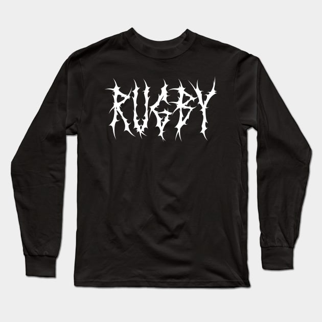 Rugby Metal Face Typography Long Sleeve T-Shirt by Freya Fernand3z